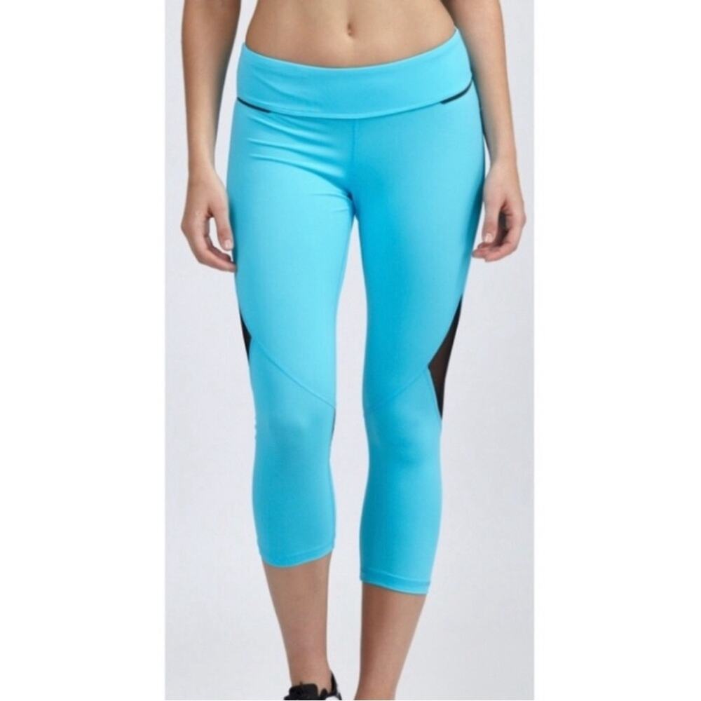 Alala Captain Activewear Crop Leggings Pants Turquoise Black Women's Medium